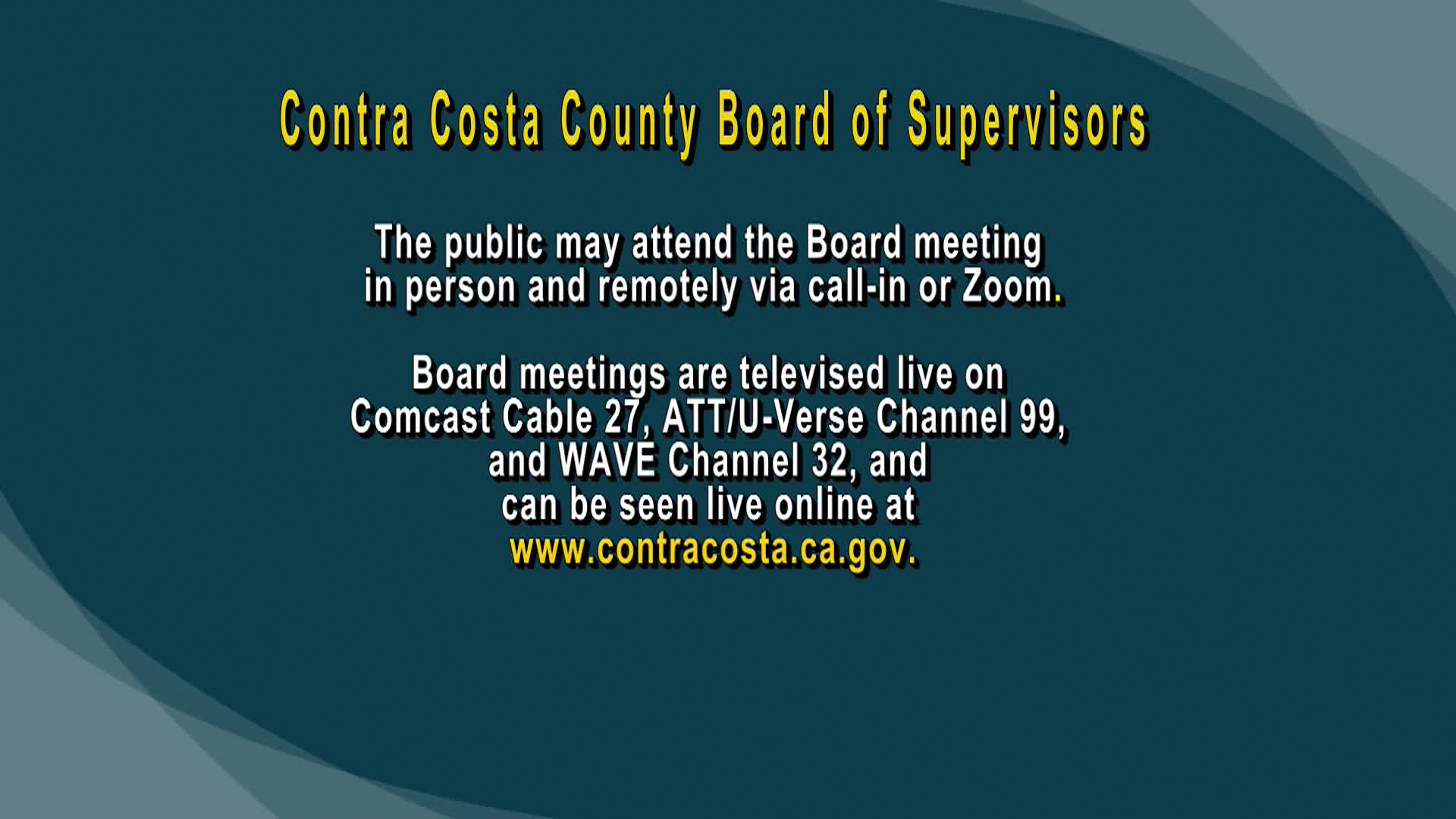 Contra Costa County Board of Supervisors Meeting