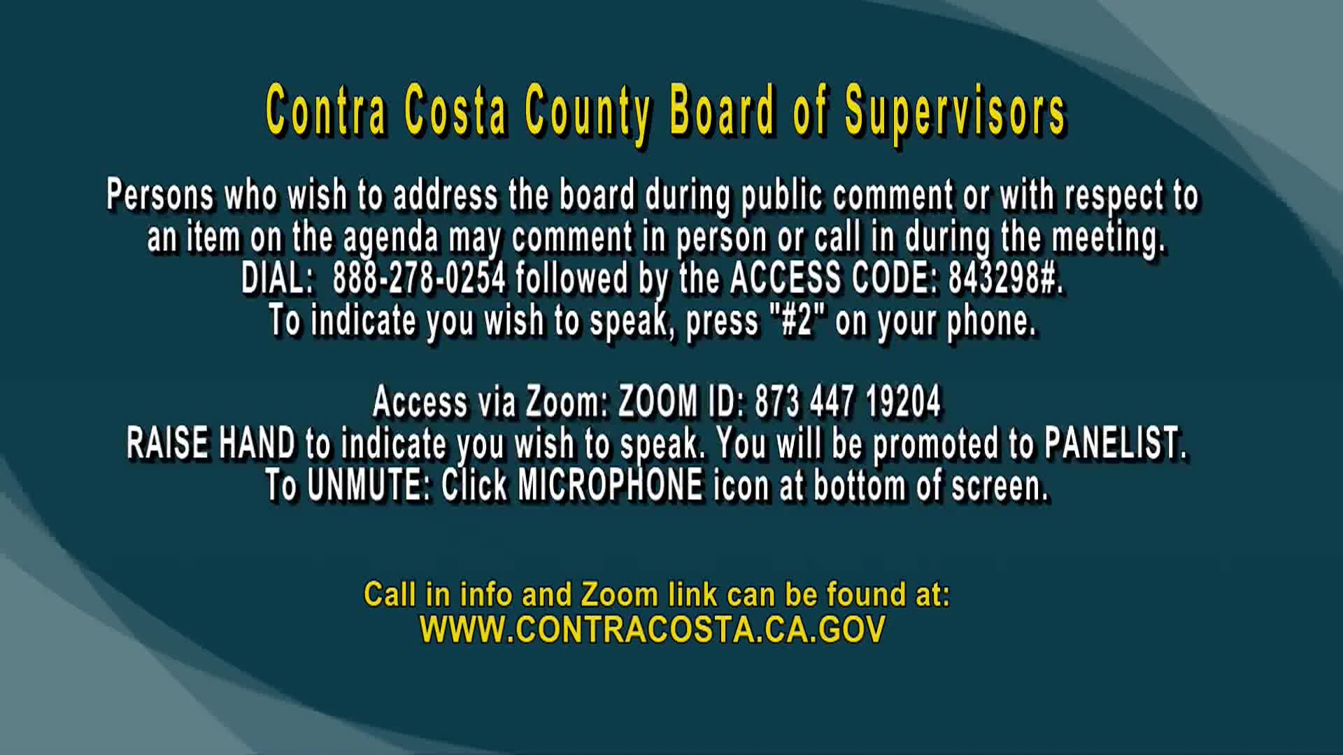 Contra Costa County Board of Supervisors Meeting