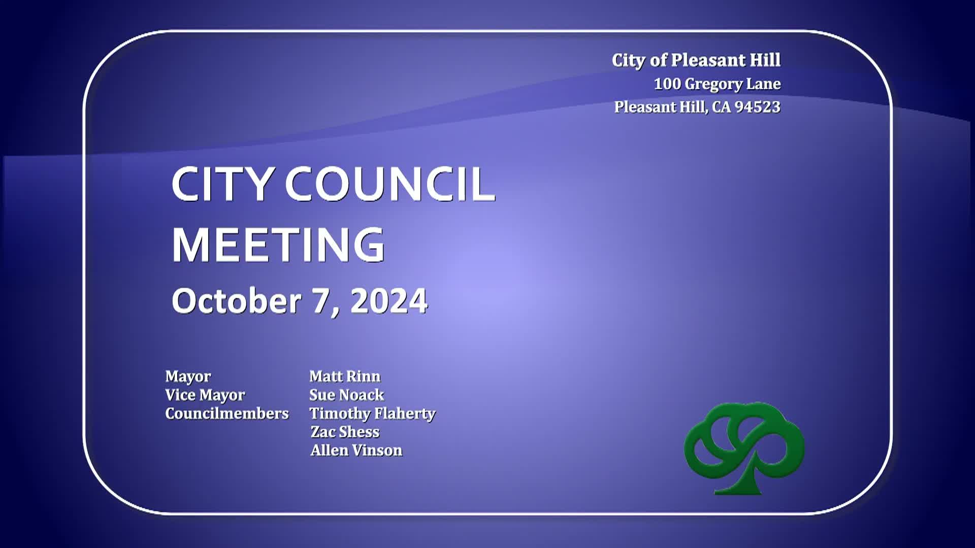 Pleasant Hill City Council Meeting