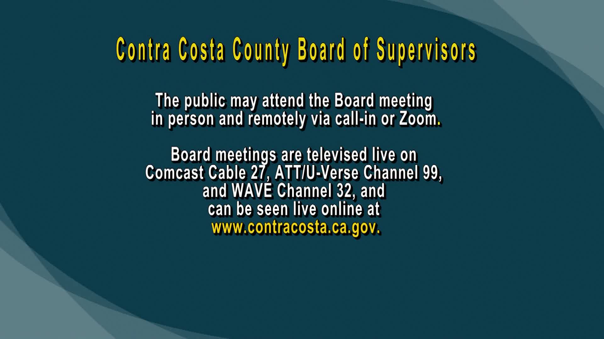 Contra Costa County Board of Supervisors Meeting