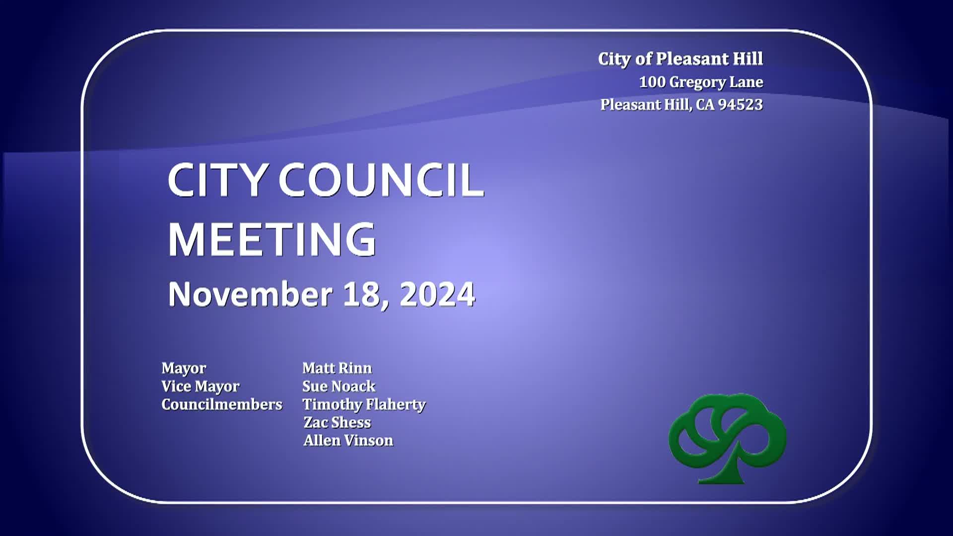 Pleasant Hill City Council Meeting