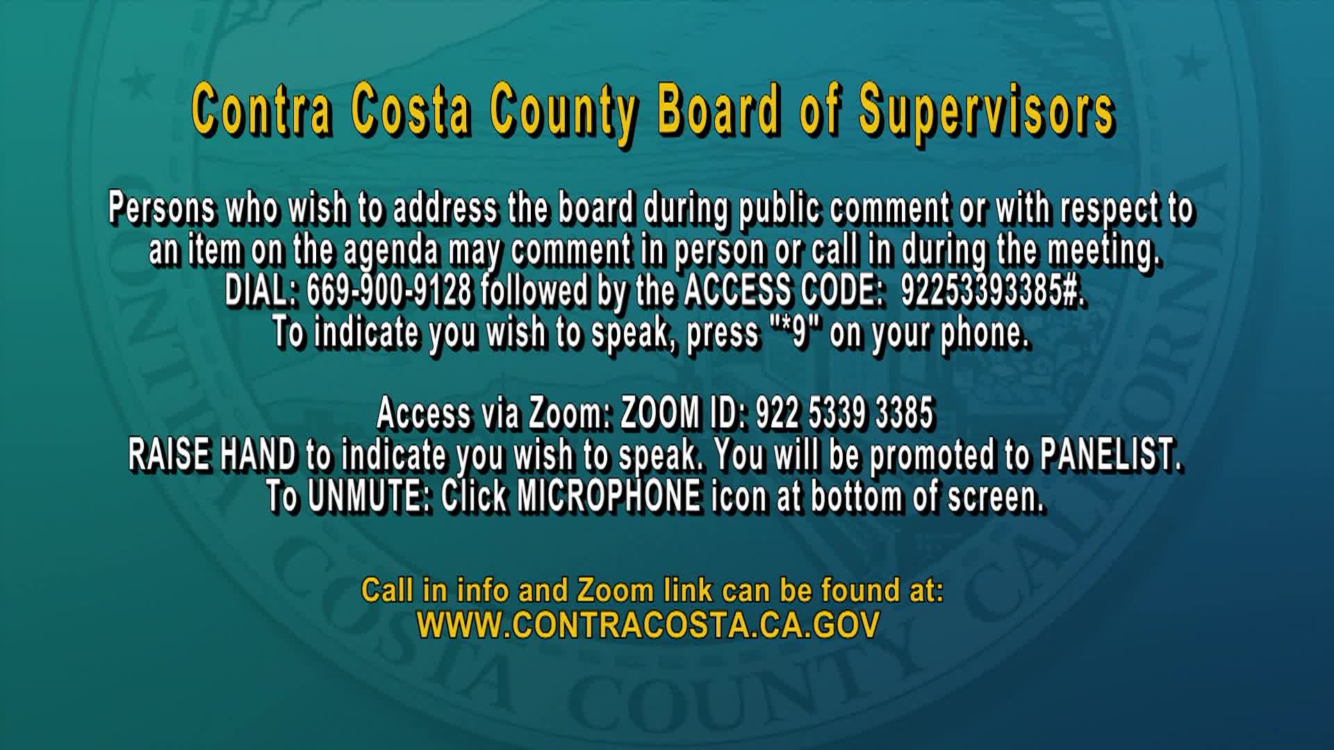 Contra Costa County Board of Supervisors Meeting