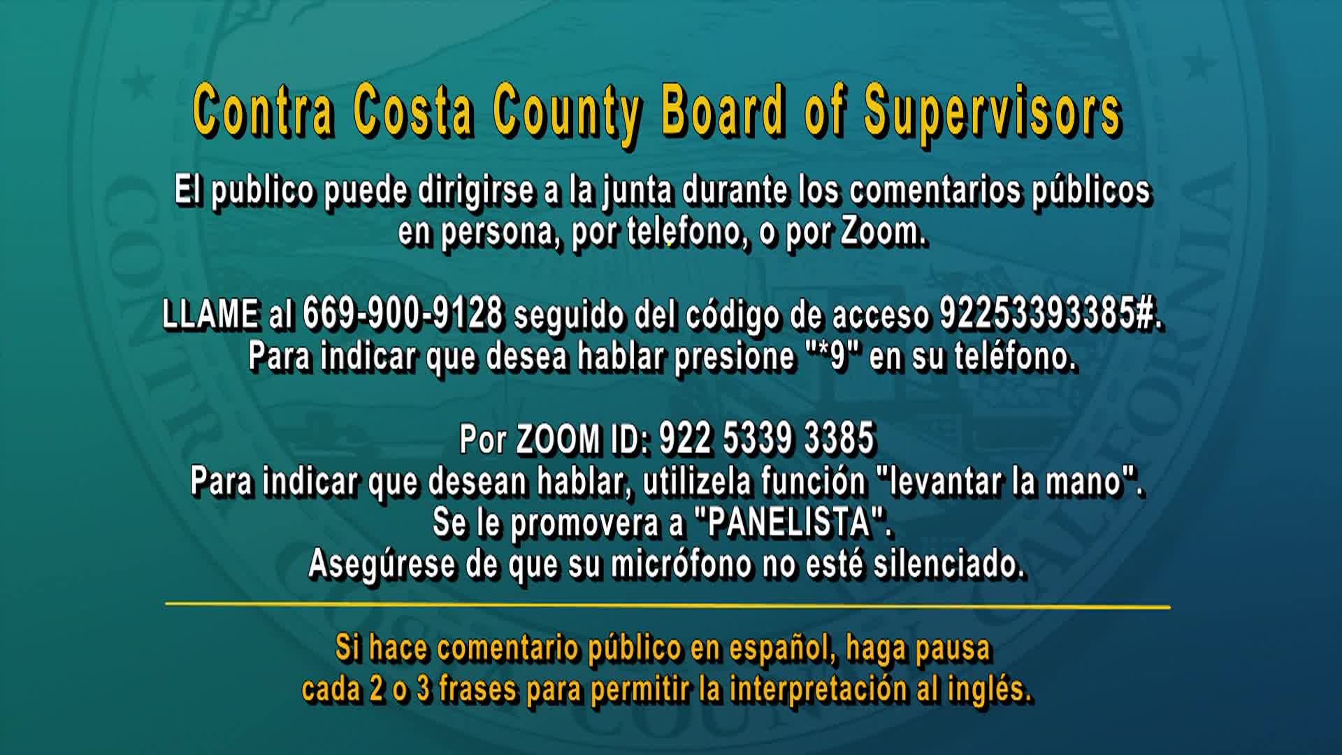 Contra Costa County Board of Supervisors Meeting