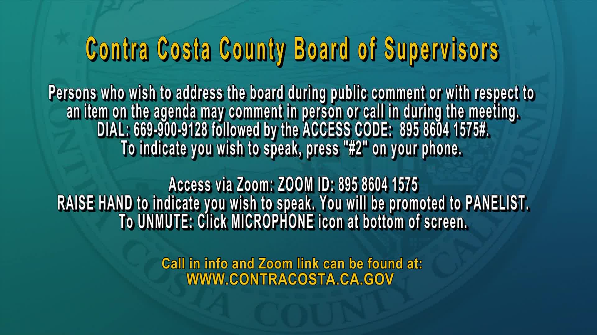 Contra Costa County Board of Supervisors Meeting