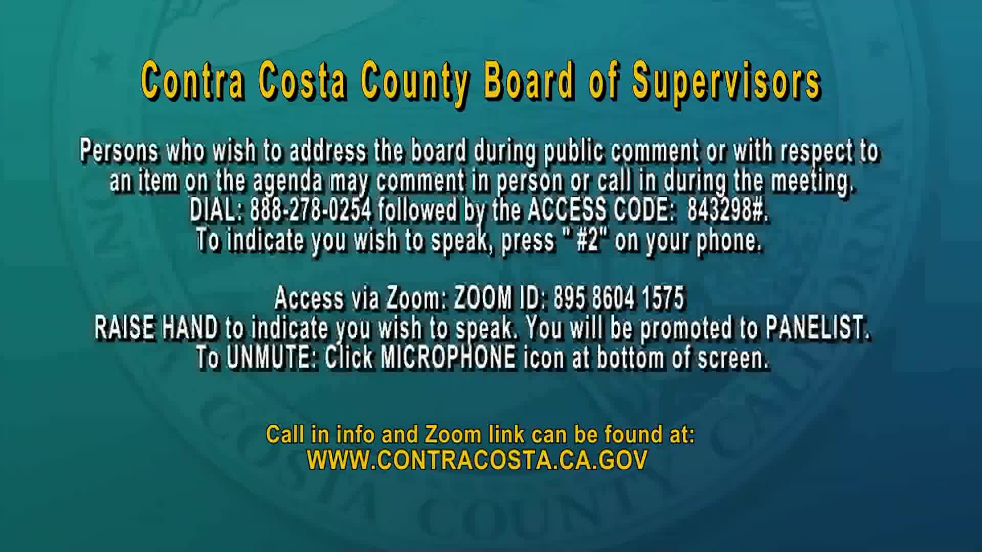 Contra Costa County Board of Supervisors Meeting