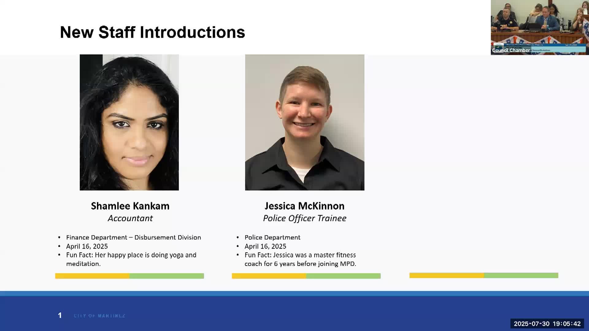 Martinez City Council Meeting July 30, 2025