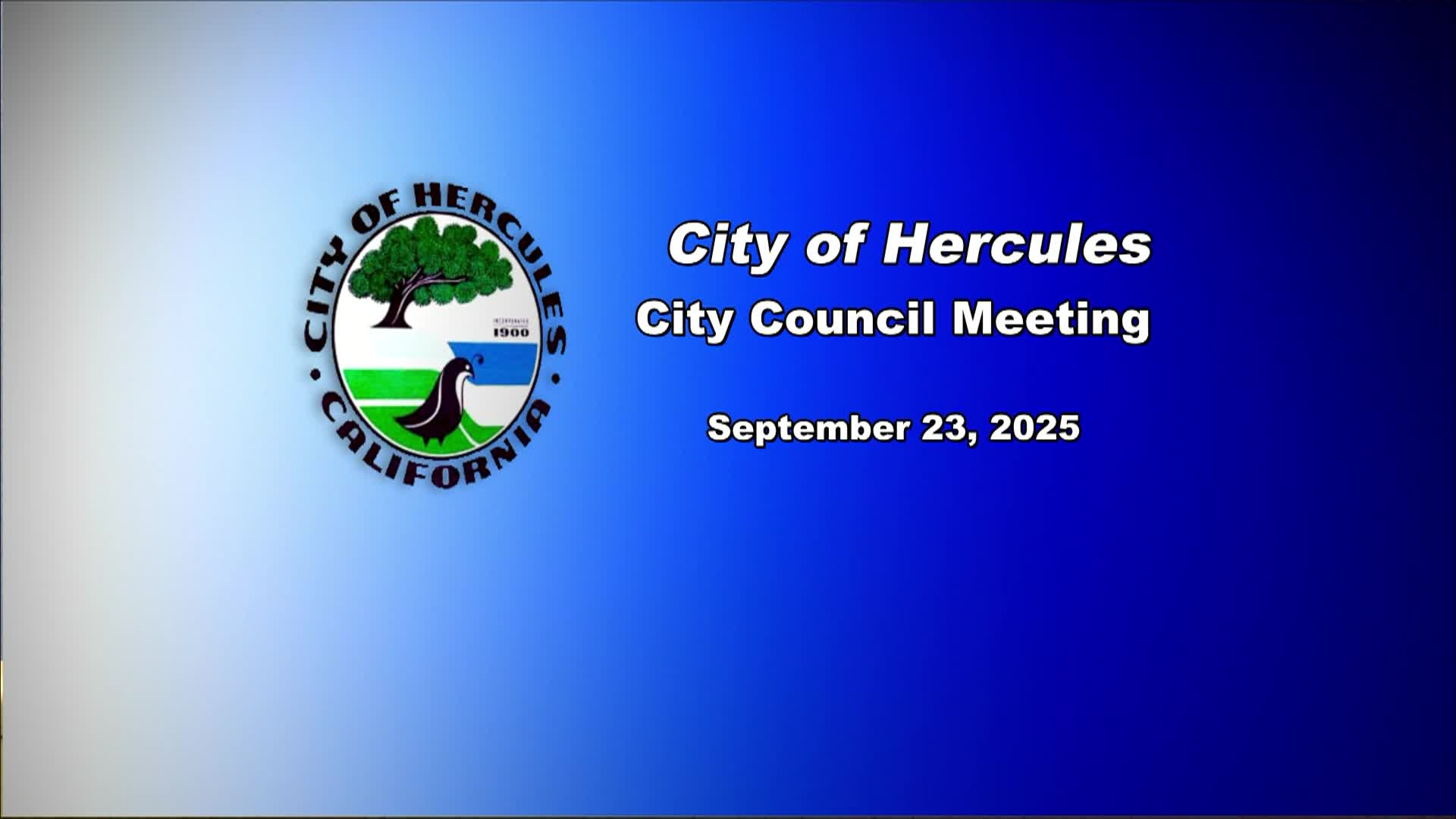 Hercules City Council Meeting Sept. 23 2025